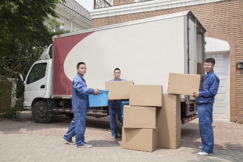 Van loading service with customer belongings prepared for transport