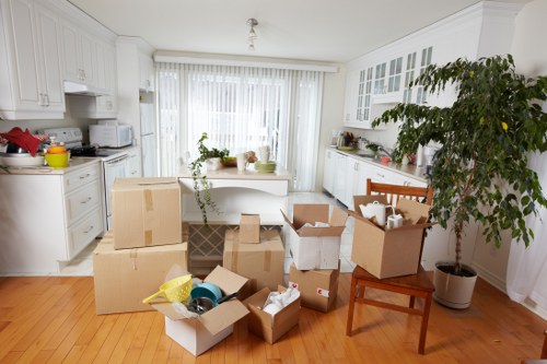 Professional movers handling boxes and furniture in Haggerston