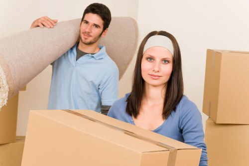 Household removal being organised in a Haggerston apartment building